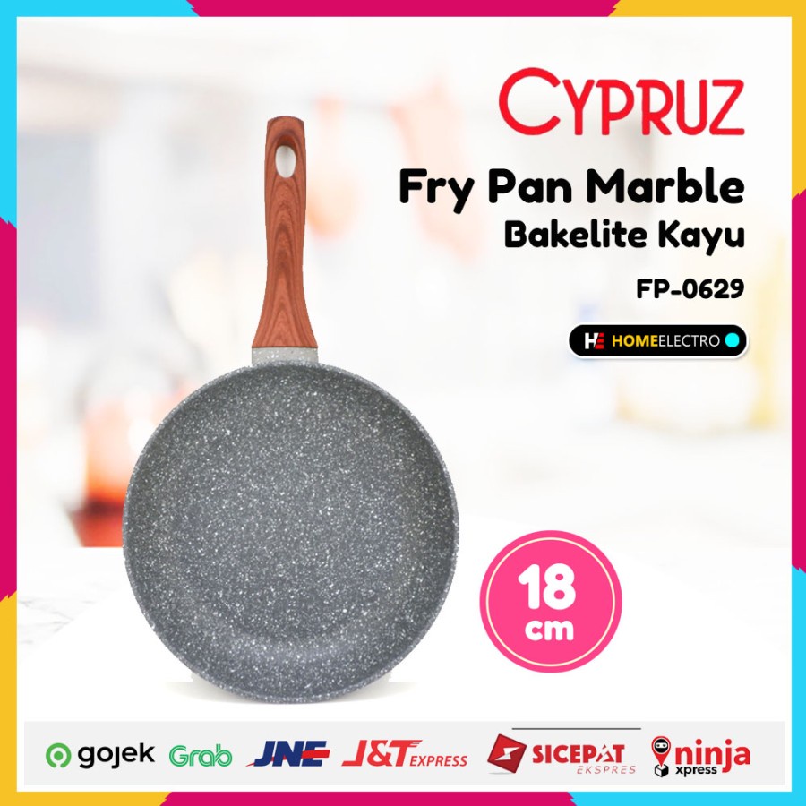 Cypruz FP-0629 Fry Pan Marble Bakelite Kayu 18cm
