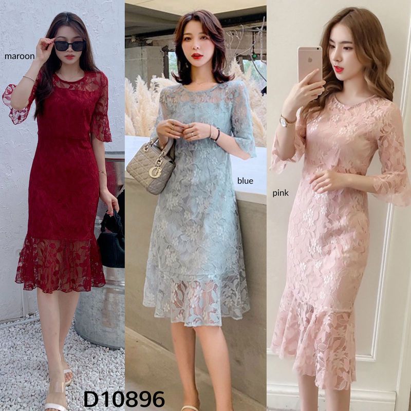 Baju dress pesta natal christmas party new year dinner kondangan prewedding lace embro embroi brukat