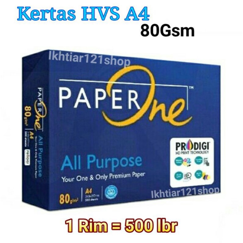 

Paket 1 Rim Kertas Hvs A4 80Gsm Paper One isi 500 Lembar