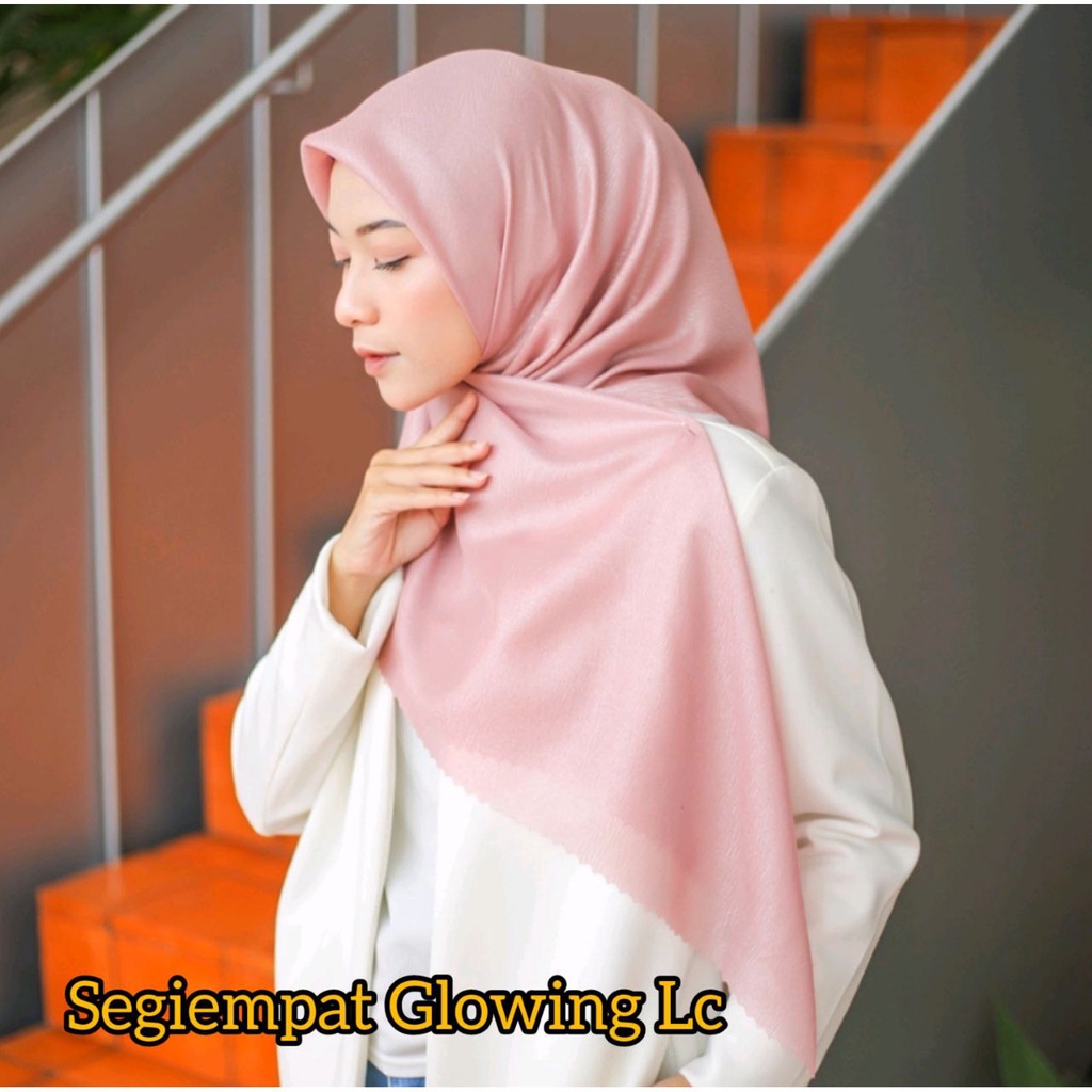 Umama Scarf Hijab Segiempat Polos Glowing Lc Bahan Cotton Lurex Lasercut 110x110