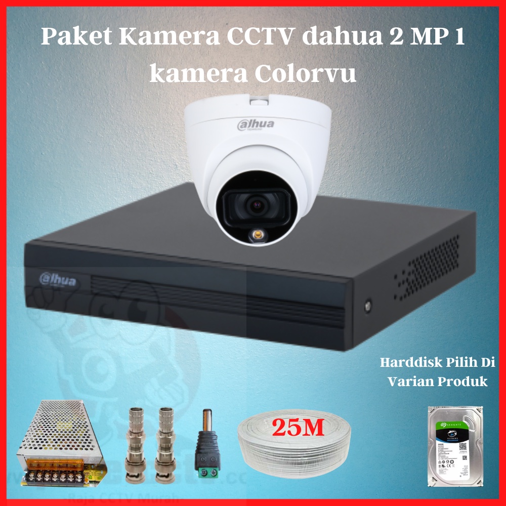 Paket Kamera CCTV Dahua 2MP ColorVU 1 Kamera DVR 4CH XVR1B04-I