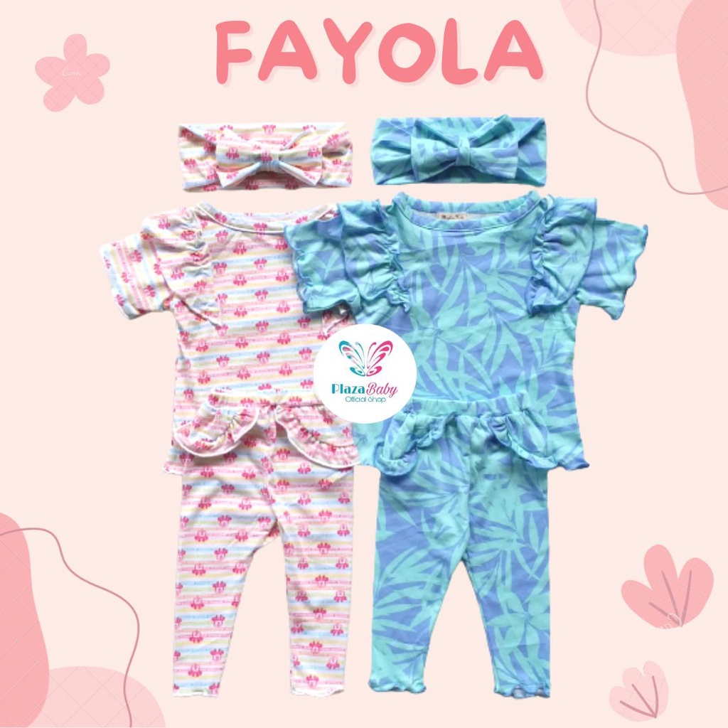 PROMO 7.7 plazababyku  MX FAYOLA setelan bayi motif bunga yang lucu free headband PART3