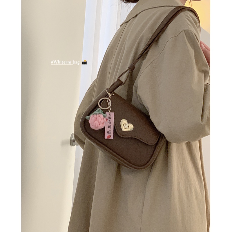 Suhao Retro Tas Ketiak Wanita 2022 Baru Fashion Trendi Versi Korea Kecil Square Tas Niche Tekstur Liar Ins Messenger Bag