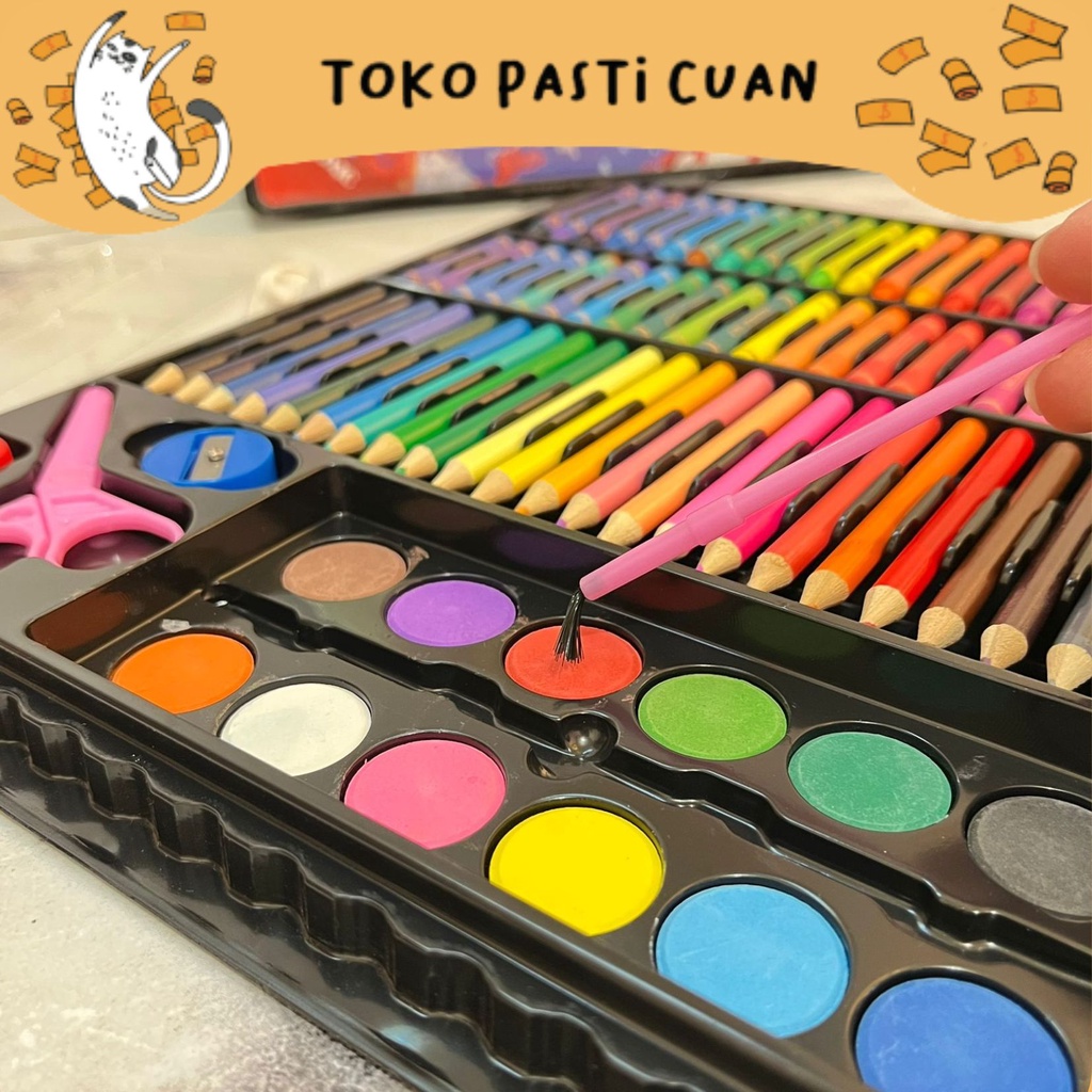 

paket art set 150 in 1 kebutahan seni untuk sekolah bisa COD termuah import pensil warna crayon cat air