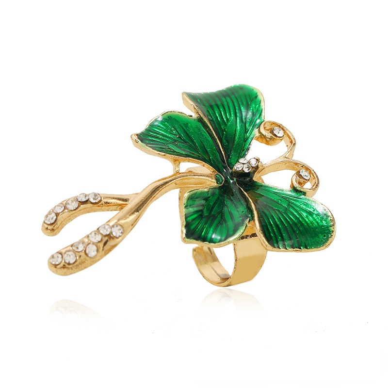 Cincin Adjustable Desain Butterfly Oil Dripping Gaya Retro National