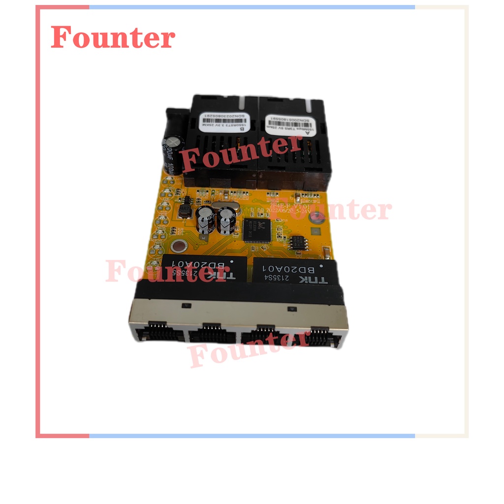 10/100 Mbps 2 SC 4 RJ45 PCB Board Support POE 2F4E Media Converter