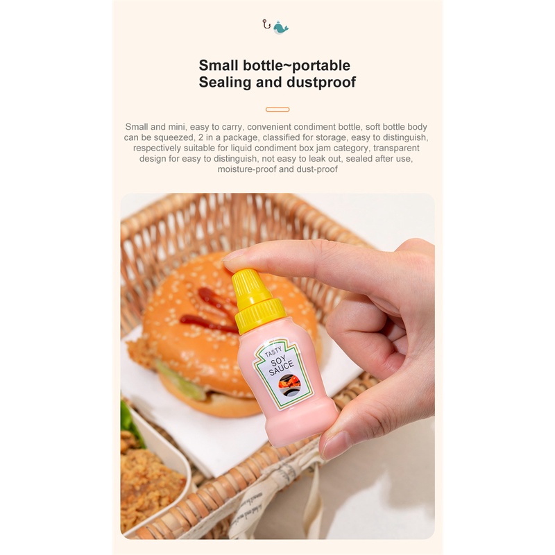 ღ 2Pcs Mini Remas Botol Saus Kecap Botol Portable Plastik Bumbu Squeeze Botol Kotak Bumbu Penyimpanan Botol Jar Accessor