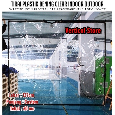 Gorden Tirai Transparan Plastik Bening Penahan Penutup Debu Hujan Custom