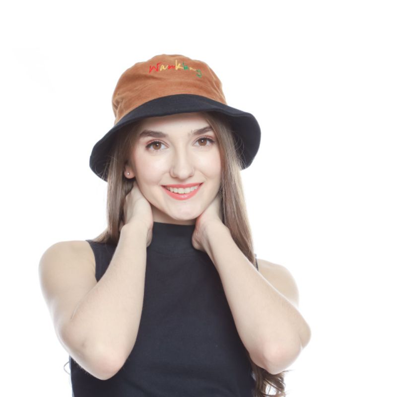 Topi Bucket Wankbay bucket hat Denim pria wanita