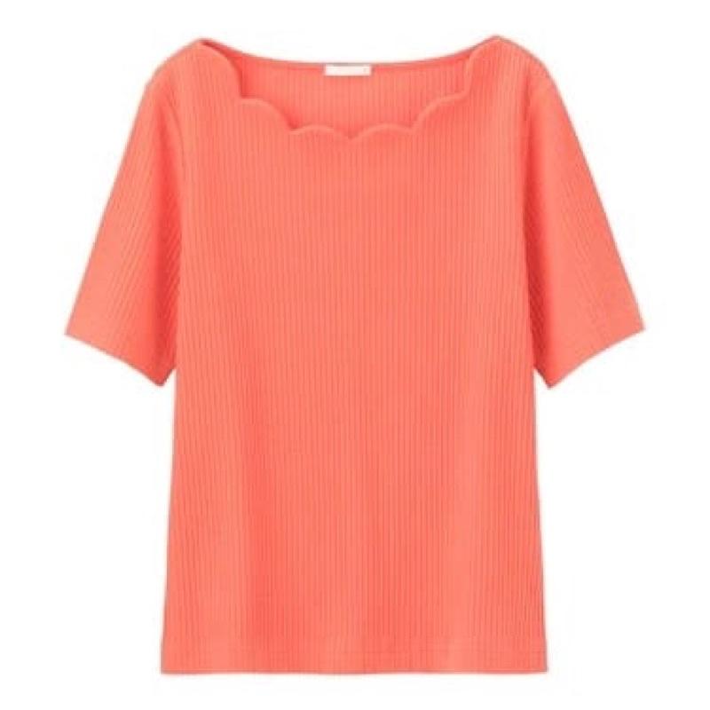 GU by Uniqlo SCALLOP RIBBED BLOUSE