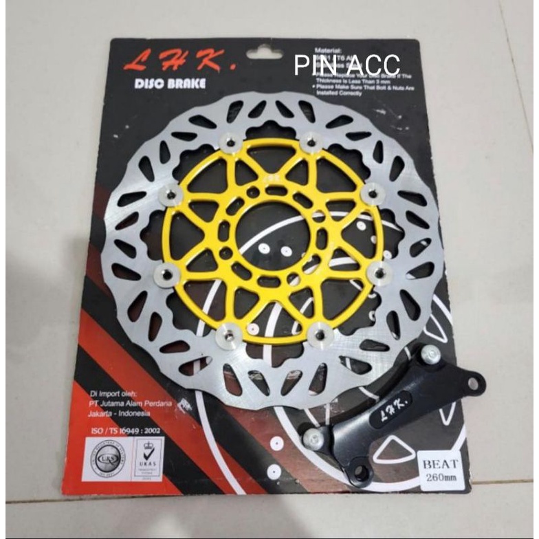 PIRINGAN DISC CAKRAM REM DEPAN MODEL COPY PSM/KTC UK 260MM PLUS BREKET BEAT VARIO SCOOPY GENIO DILL UNTUK HONDA MATIC LHK ORIGINAL