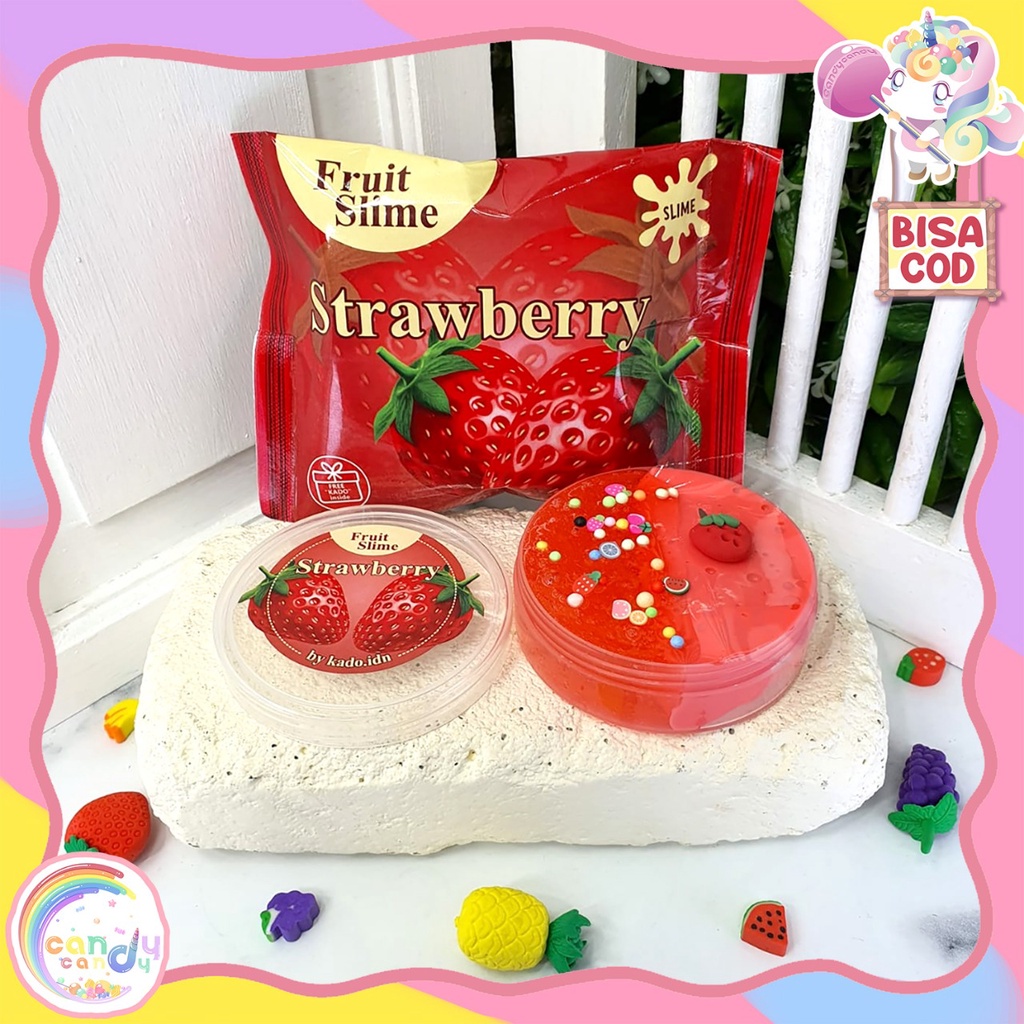 Slem buah / slime fruit with new packaging plus extra topping dan clay by CANDYCANDY.idn