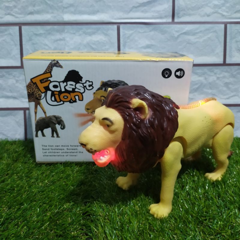 Mainan Singa Bisa Jalan Bersuara Baterai Hewan Lion Anak Edukasi
