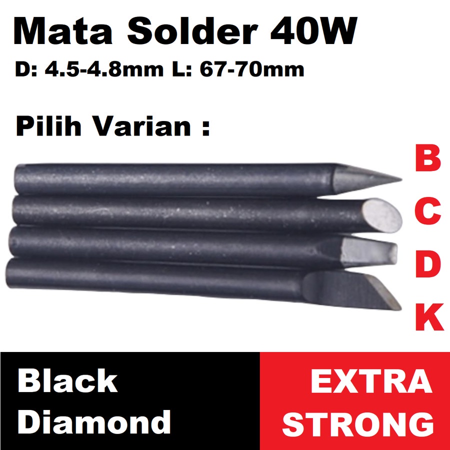 Mata Solder 40 Watt Satuan 40W Ujung Tip Head Awet Black Diamond 40 W