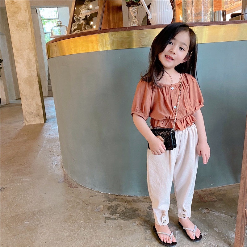 Setelan Anak Perempuan JENNIE Baju Fashion Anak Crop Tee dan Celana Korean Style Import