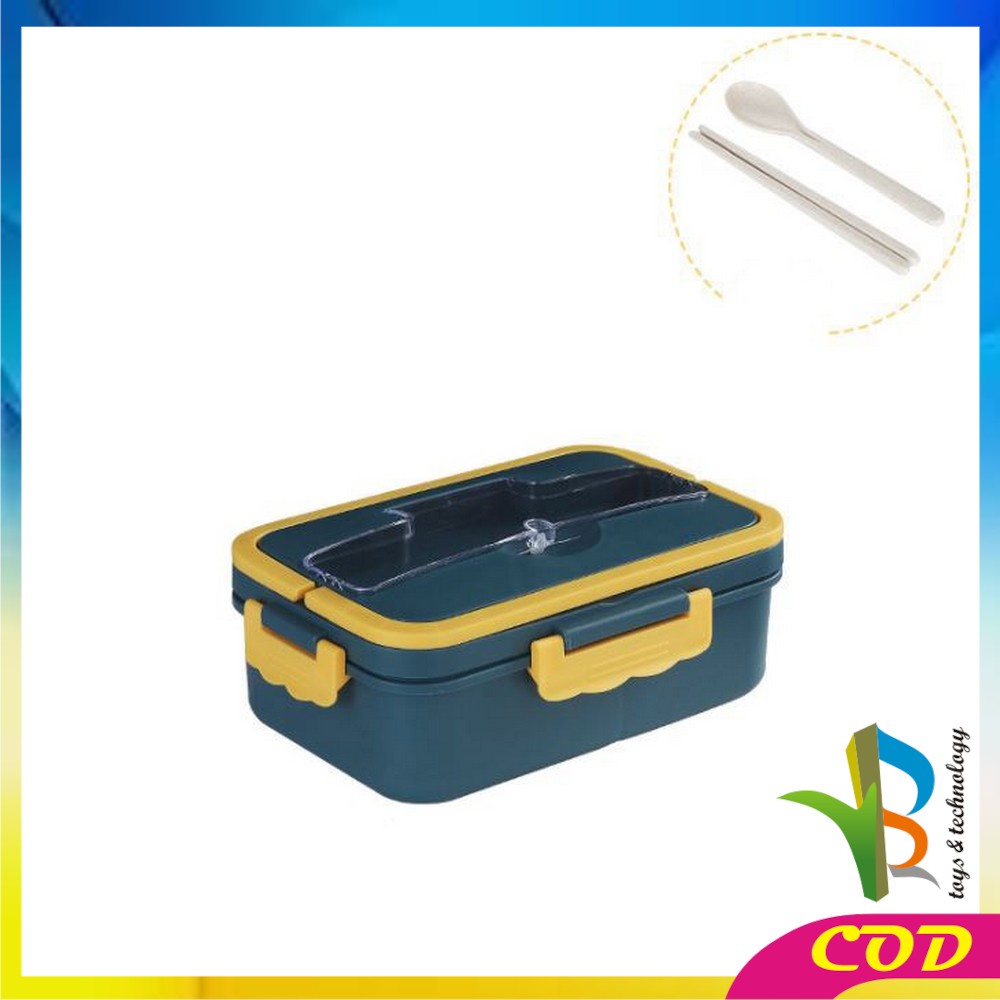 RB-C374 Lunch Box Set Sendok Sumpit Kotak Bekal Makan Wheat Straw Gandum Anti Tumpah / Kotak Makan Bahan Jerami Gandum BPA FREE