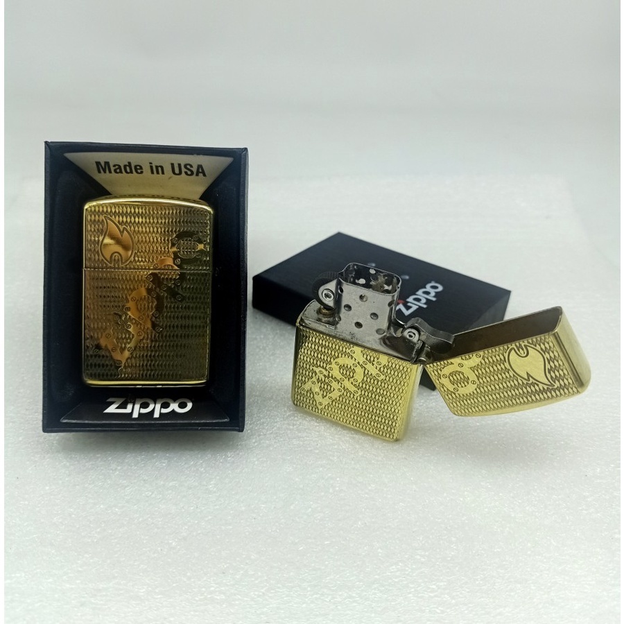 Korek Zippo Gold Motif Font Embos Grade Ori