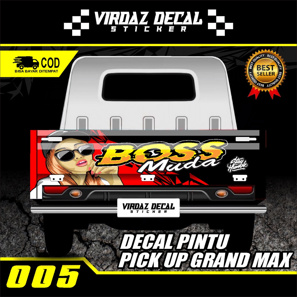 Stiker Decal Pintu Belakang Mobil Pick Up L300/GRAND MAX/CERRY NEW/TS120 Stiker Bak Belakang Stiker 