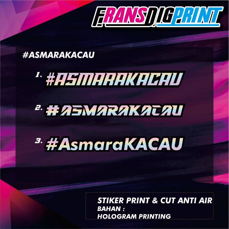 

stiker hologram, asmarakacau, #asmarakacau, stiker viral, stiker racing , stiker kece