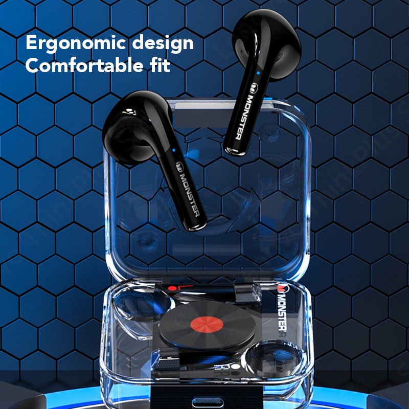 Monster XKT01 Bluetooth Earphone Enc TWS Gaming Low Latency - Hitam