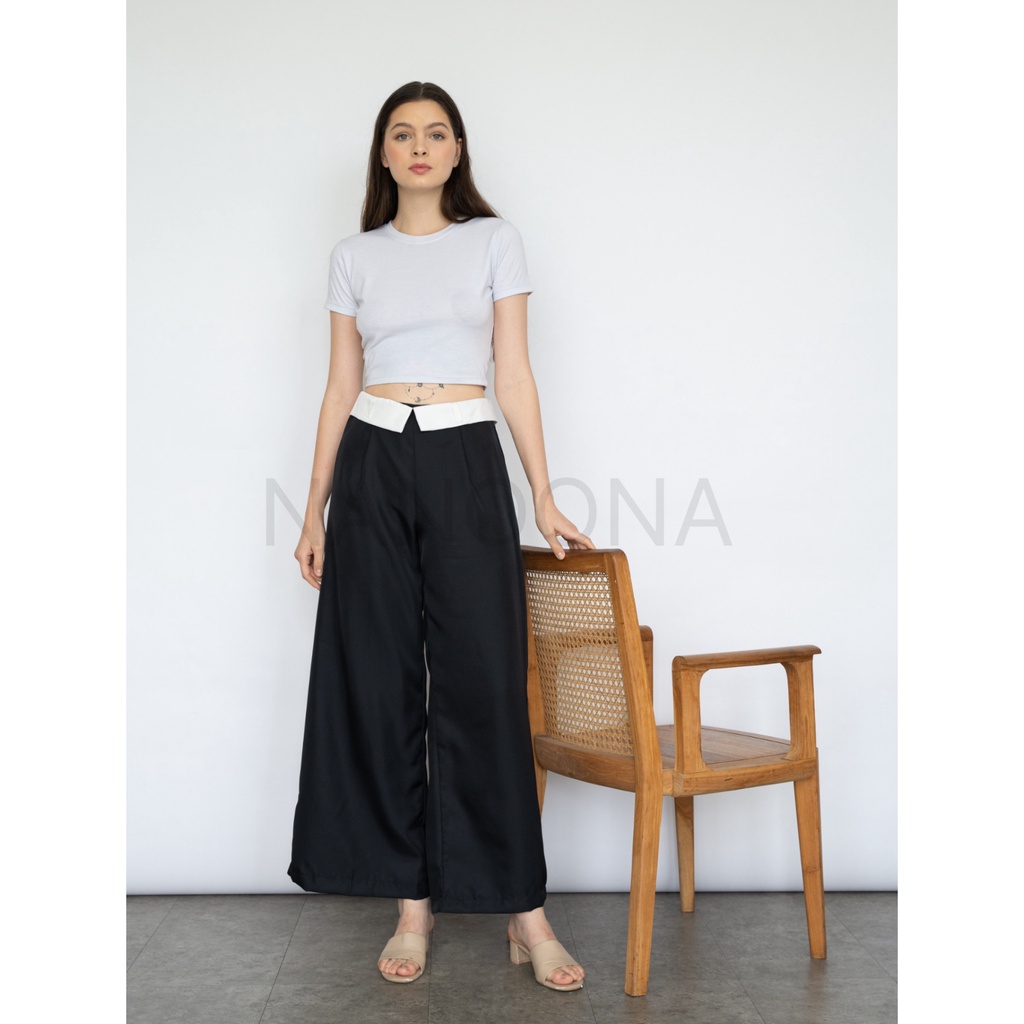 Miyong Two Tone Pants - Celana Kulot Loose Wanita Two Tone Free Tali Pinggang - Loose Pants