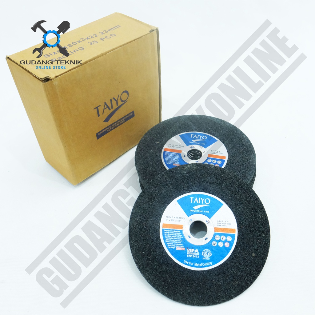 Batu Mata Gerinda Grenda Potong Logam Besi Stainless 7&quot; TAIYO / Grinding Cutting Wheel Metal Cutting 7 Inch TAIYO