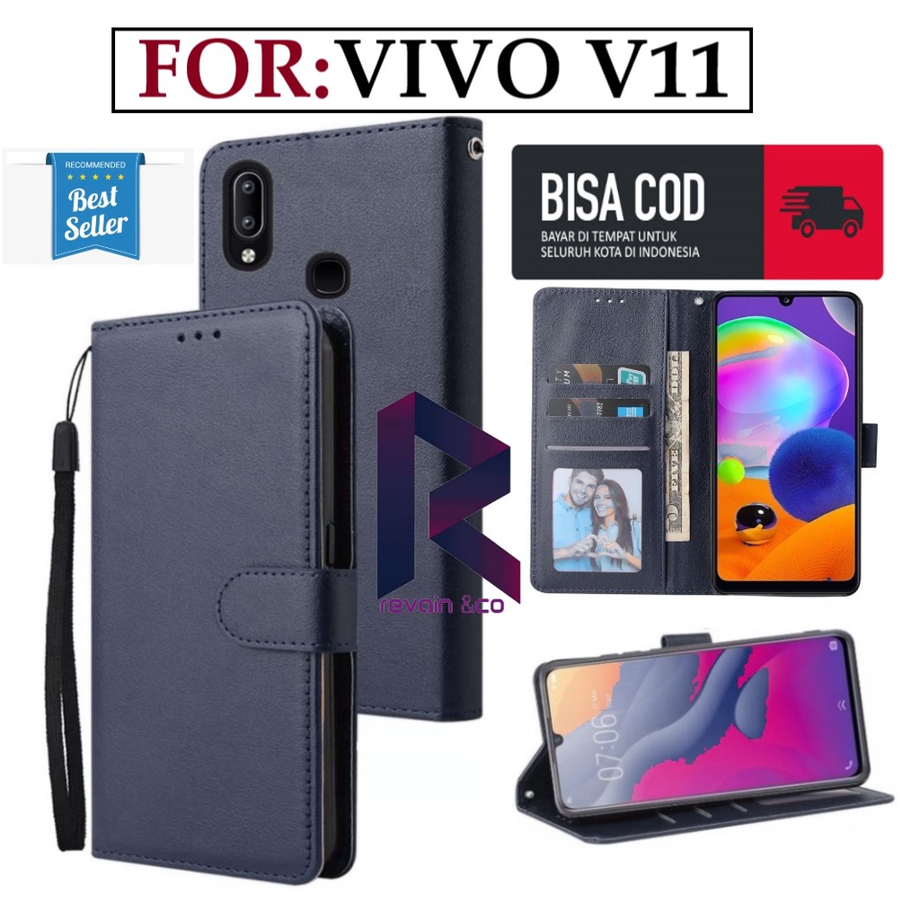 CASE VIVO V11 FLIP WALLET LEATHER KULIT PREMIUM SARUNG BUKA TUTUP KESING HP FLIP CASE VIVO V11