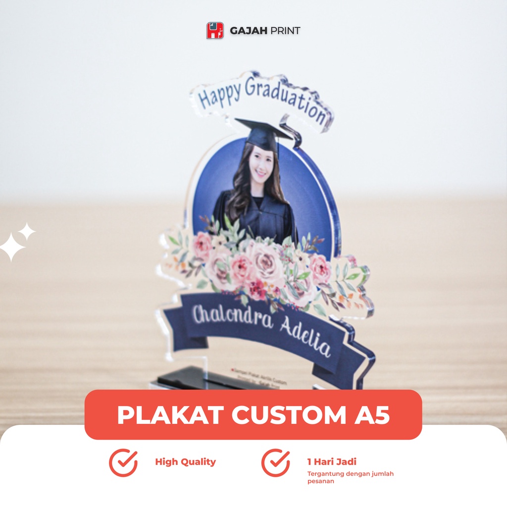 Plakat Acrylic Custom A5 /Piagam Penghargaan /Plakat Murah / Plakat Print UV /Plakat Wisuda