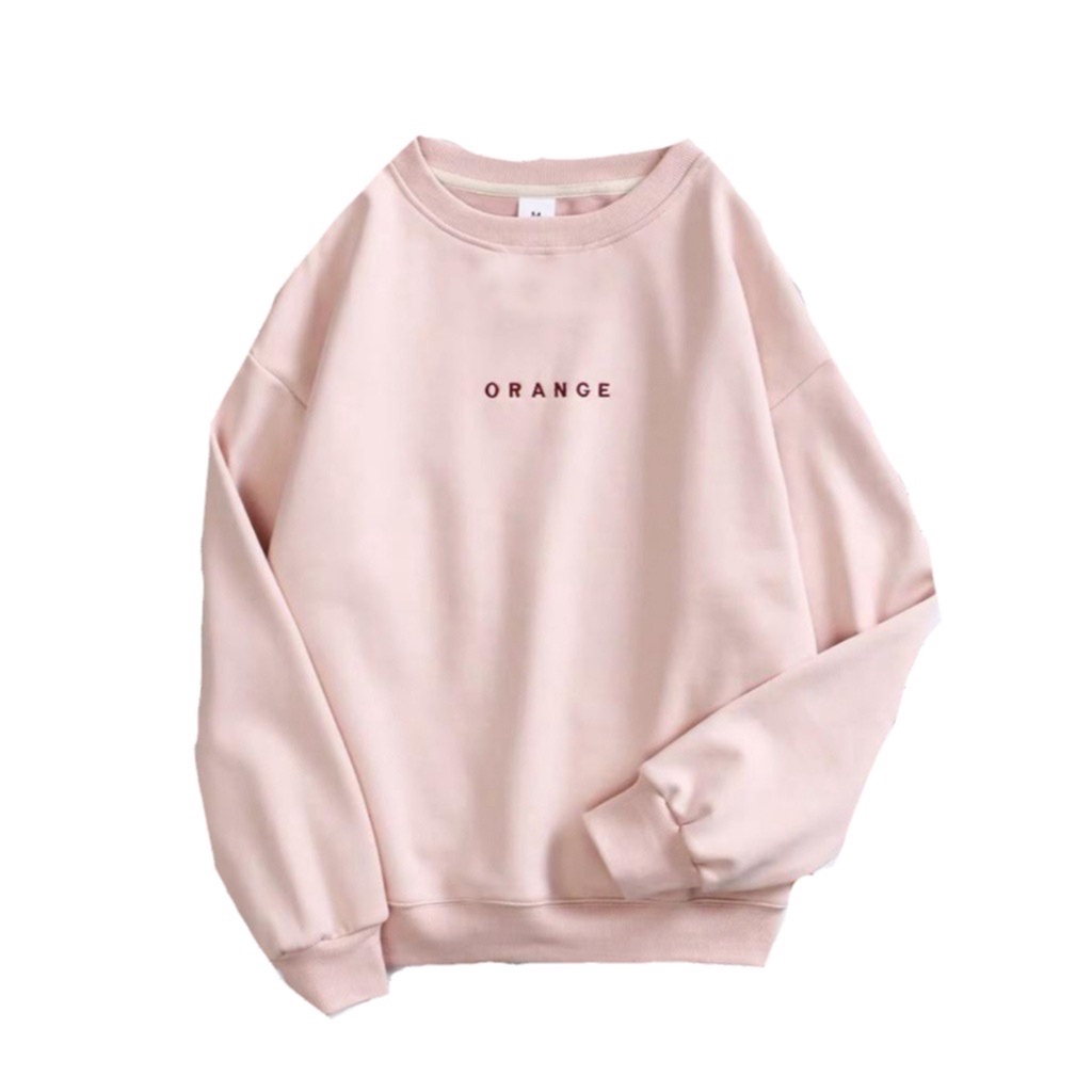 Sweaterpolos Basic Sweater ORANGE ( Sablon ) Unisex Pria &amp; Wanita
