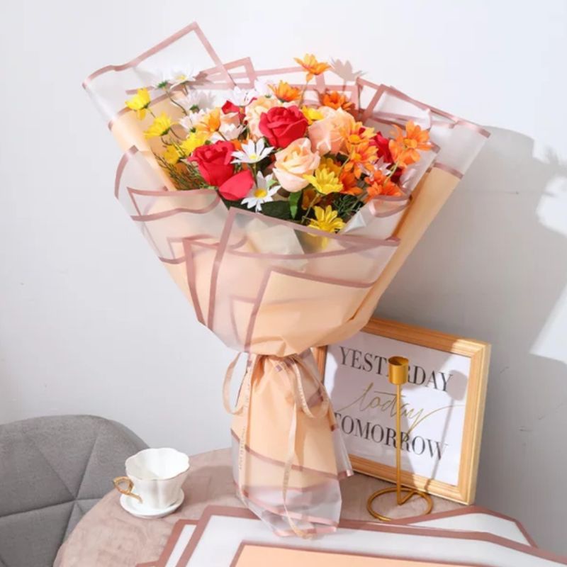 5 LEMBAR FLOWER WRAPPING CELLOPHANE FRAME DUO/BUNGKUS BUNGA/KERTAS BUNGA 5 LEMBAR