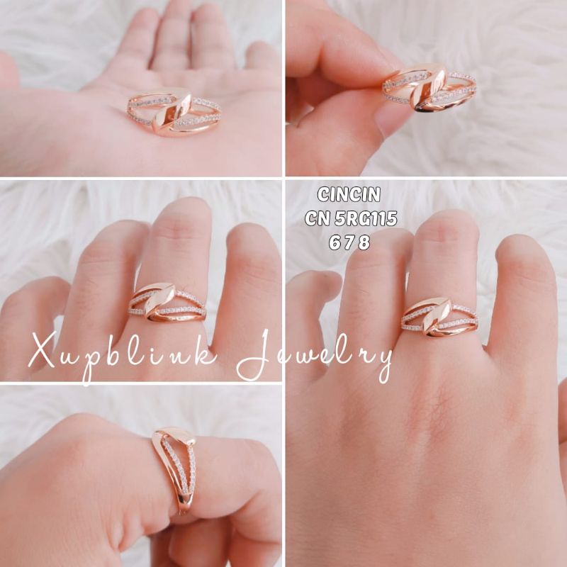 Cincin Titanium Anti Karat Bunga Permata Xupblink Jewelry