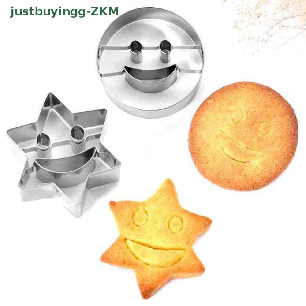 4 Pcs Cetakan Kue Bentuk Smiley Bahan Stainless Steel Untuk Anak