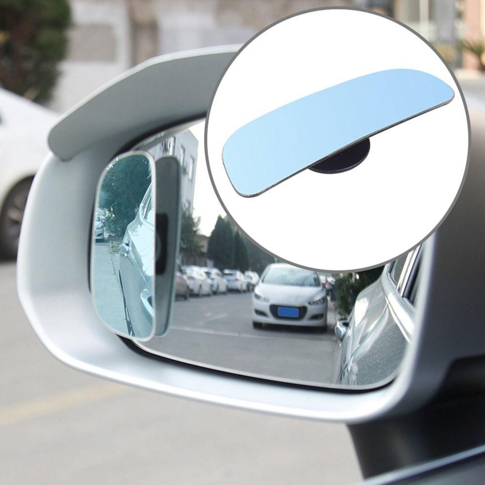 Top 2PCS Cermin Blind Spot Untuk Parkir Spion Sudut Lebar Aksesoris Motor Mobil Rotasi 360derajat