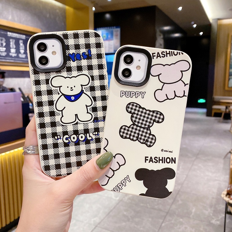 (3 In 1) Soft case Silikon Motif Kartun Beruang Untuk iPhone 11 12 13 14 Pro MAX X XR XS MAX 7 8 Plus