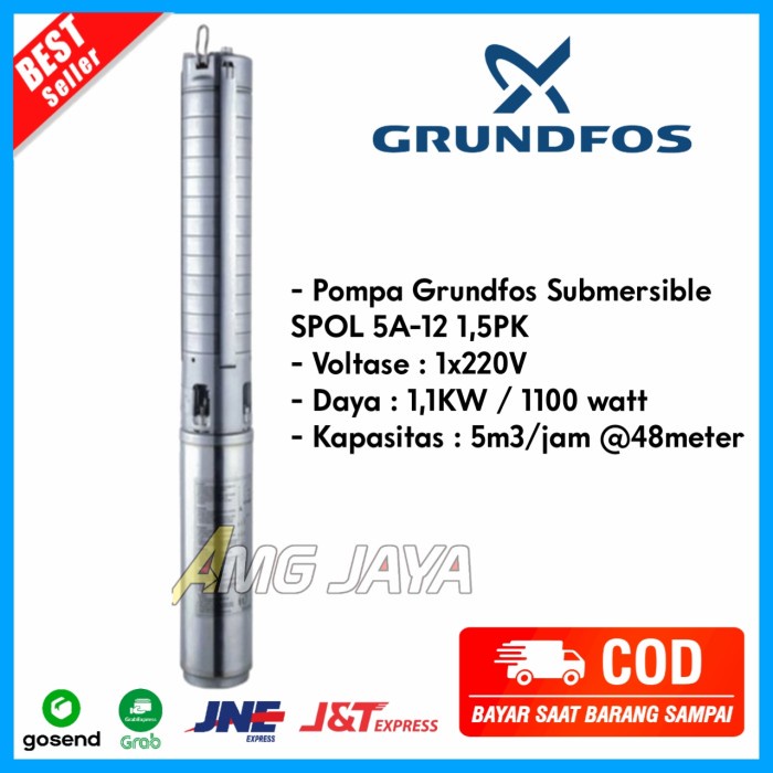 Mesin Pompa Air Satelit Submersible Pump Grundfos SP 5A-12 Oli Motor