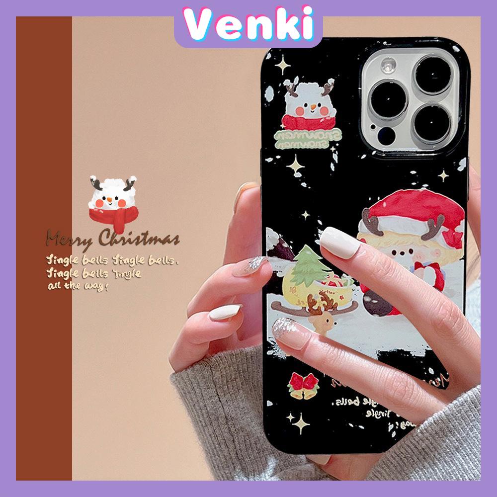 Case iPhone 14 Pro Max TPU Soft Case Christmas Snowman Glossy Black Candy Case Camera Protection Shockproof For iPhone 14 13 12 11 Plus Pro Max 7 Plus X XR