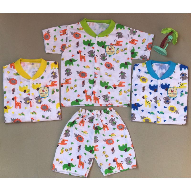 Setelan Baju Oblong Bayi Motif Jerapah/Gajah
