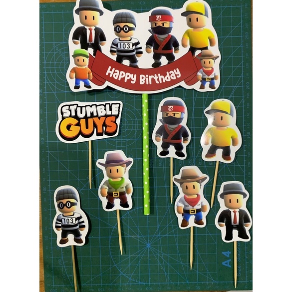 TOPPER CAKE STUMBLE GUYS CUSTOM NAMA UMUR