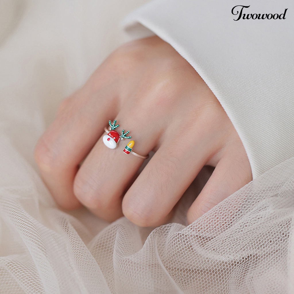 Cincin Model Terbuka Desain Rusa Warna Emas Putih Untuk Wanita