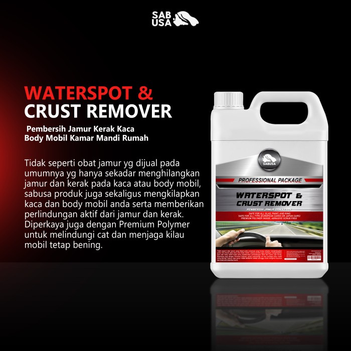 Obat Jamur Mobil Obat Pembersih Jamur & Kerak Kaca Body Mobil 5 Liter Sabusa Waterspot