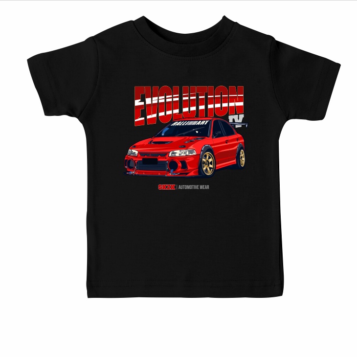 SAKAZUKI Kaos Baju Distro Anak Laki Laki Gambar Mobil MITSUBISHI LANCER EVOLUTION 4 EVO 4 Siluet
