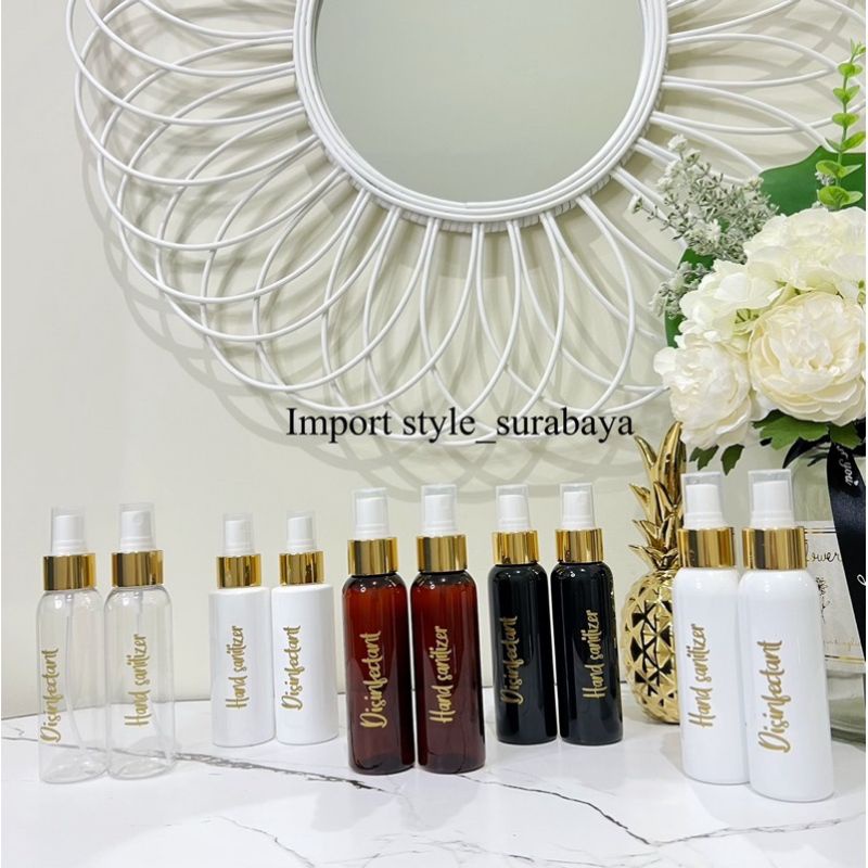 BOTOL TRAVEL SIZE 100 SPRAY GOLD . tempat hand sanitizer & disinfectant aesthetic bottle refill este