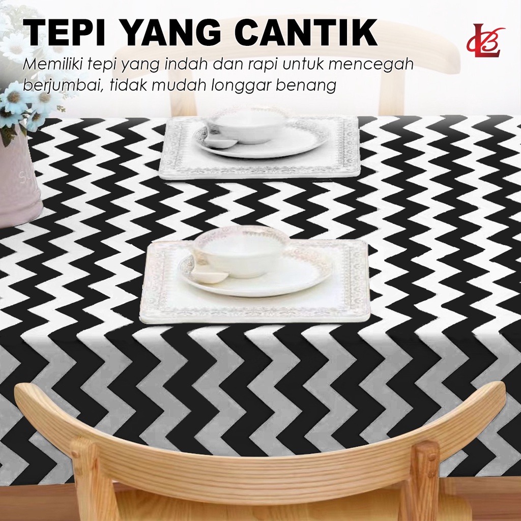 Taplak Meja Anti Air Anti Minyak Ukuran 137cm X 100cm Motif ZigZag  / Tatakan Meja / Taplak Meja Makan Waterproof 137 X 100 / Taplak Meja Anti Air Motif (D15-3B)