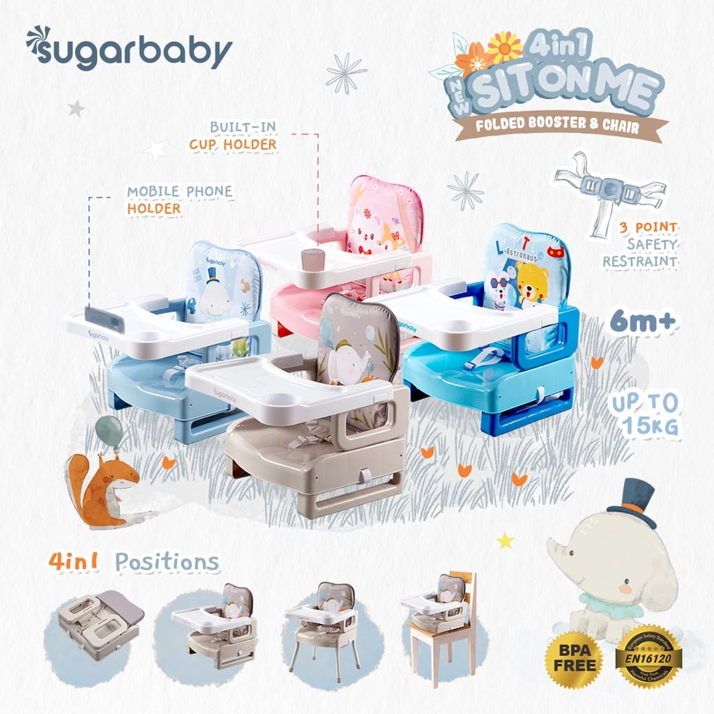 Sugar Baby Sit On Me Folded Booster &amp; Chair 4in1 SugarBaby