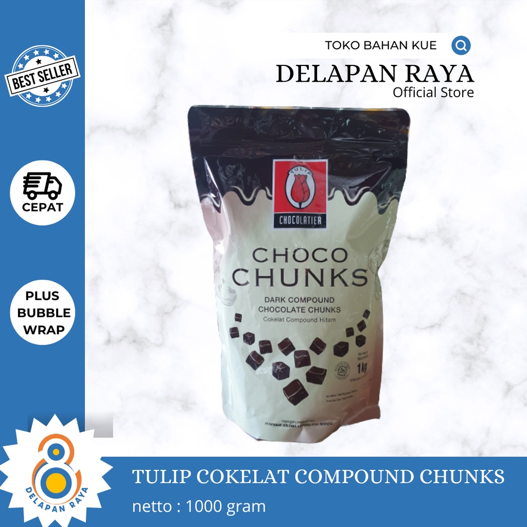 Jual TULIP COMPOUND COKELAT CHUNKS 1KG - 8Raya | Shopee Indonesia