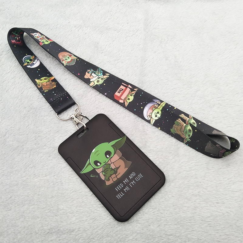 Yoda Baby Cartoon Lanyard+Card Sleeve Pelindung Lengan Dengan Lanyard Leher Untuk Kerja ID Card &amp; ID student Card