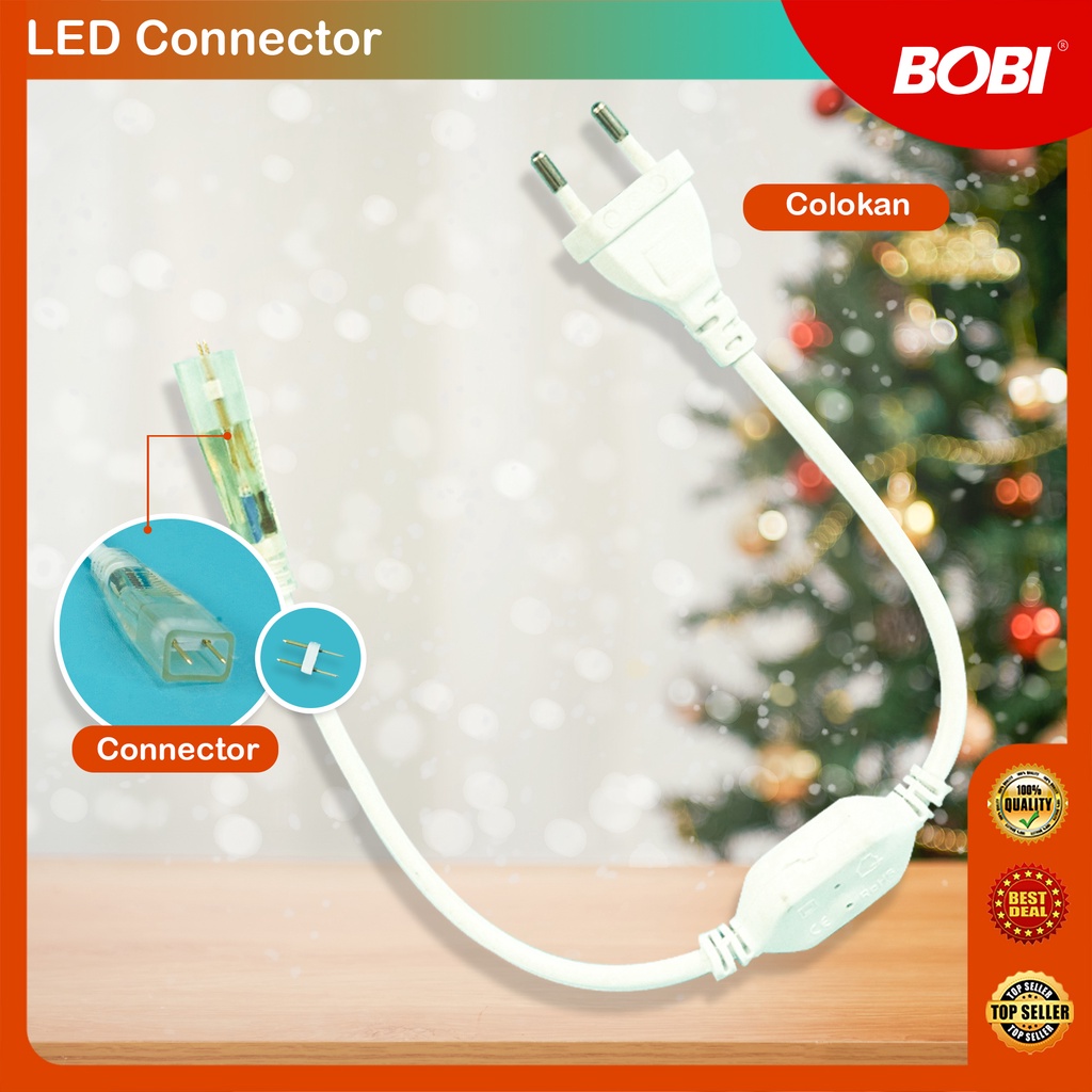 Kabel Colokan Putih kode 6353-5 Lampu LED selang SMD5050 / Socket atau Adaptor lampu led strip  Merk Bobi