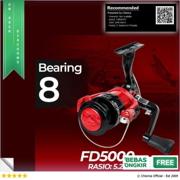 

Jual TaffSPORT FD5000 Reel Pancing 8 Ball Bearing Gear Ratio 5.2:1 - Hitam Merah TaffSPORT Murah