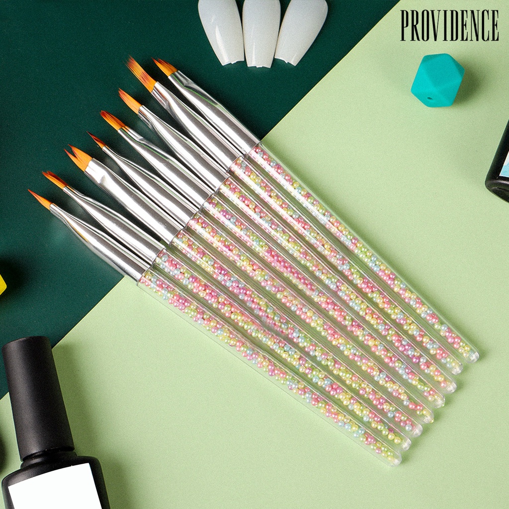 Providence 1 Set Pena Gambar Kuku Flexible Bahan Nilon + Akrilik Untuk Nail Art / Manicure DIY