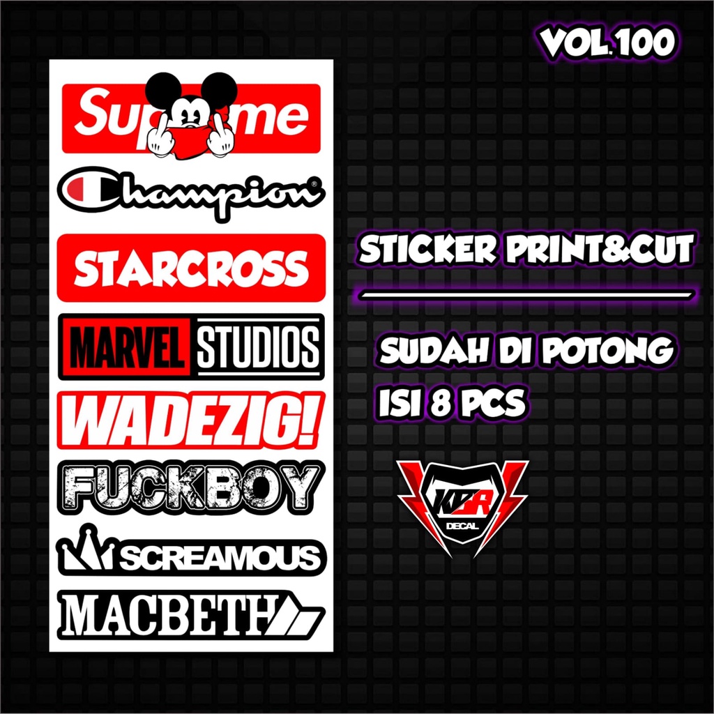 Stiker Pack Print Cut Vol 100 Viral Terbaru Stiker Motor Sticker Helm